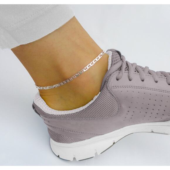 NEW Mariner Chain Ankle Bracelet, 925 Italy SOLID Sterling Silver Mariner Anklet - Picture 1 of 6